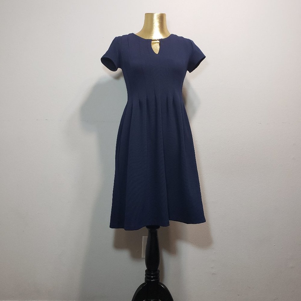 SHELBY & PALMER Blue Fit & Flare Dress